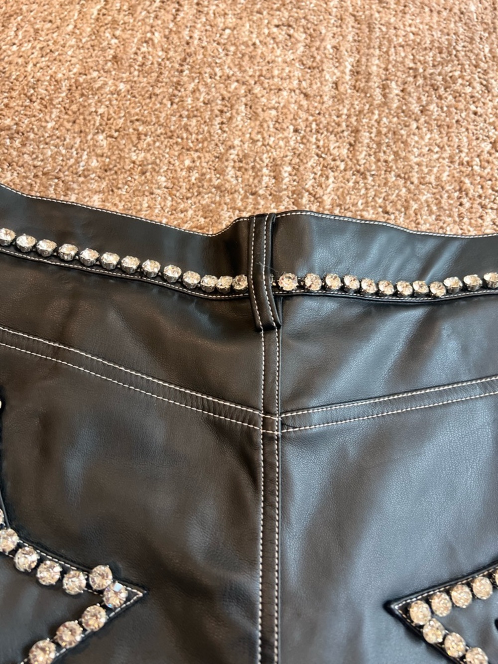Nasty Gal Women’s Size 12 Mid Rise Jeweled Sequin Festival Shorts Faux Leather - Picture 10 of 11